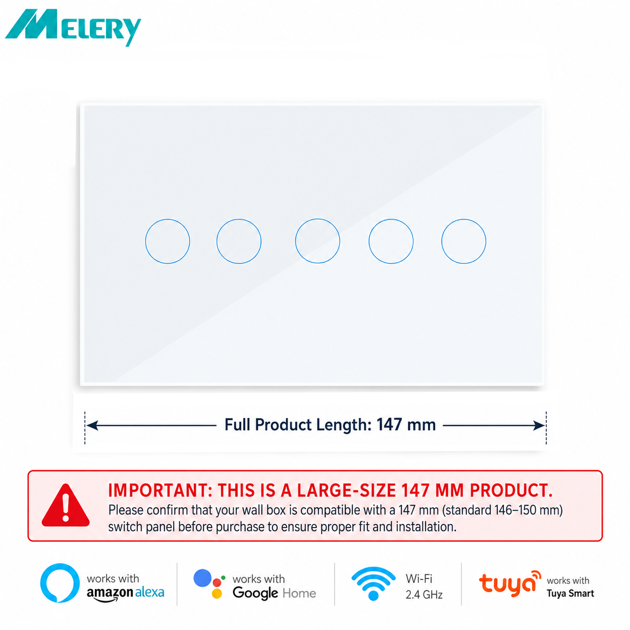 Melery WIFI Tuya スマート ウォール ライト スイッチ タッチ ガラス パネル ワイヤレス 4/5/6 インタラプター ギャング リモコン Alexa Google Home による