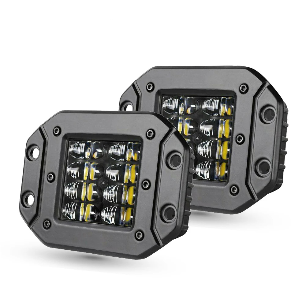 2X 5インチフラッシュマウント作業オフロード12V 24V 40WスポットビームLEDポッドライトバー車のトラックATVジープヘッドライト用