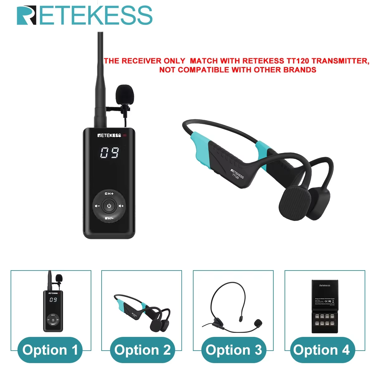 Retekess TT120 水泳コーチマイク送信機ワイヤレス通信ツール スイムトークトレーニング用