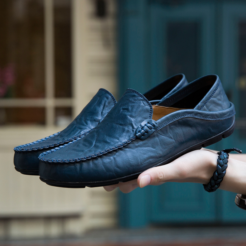 男性靴カジュアル本革メンズローファーモカシンデザイナースリップオンボートシューズ高品質 Chaussure オムプラスサイズ 37-47