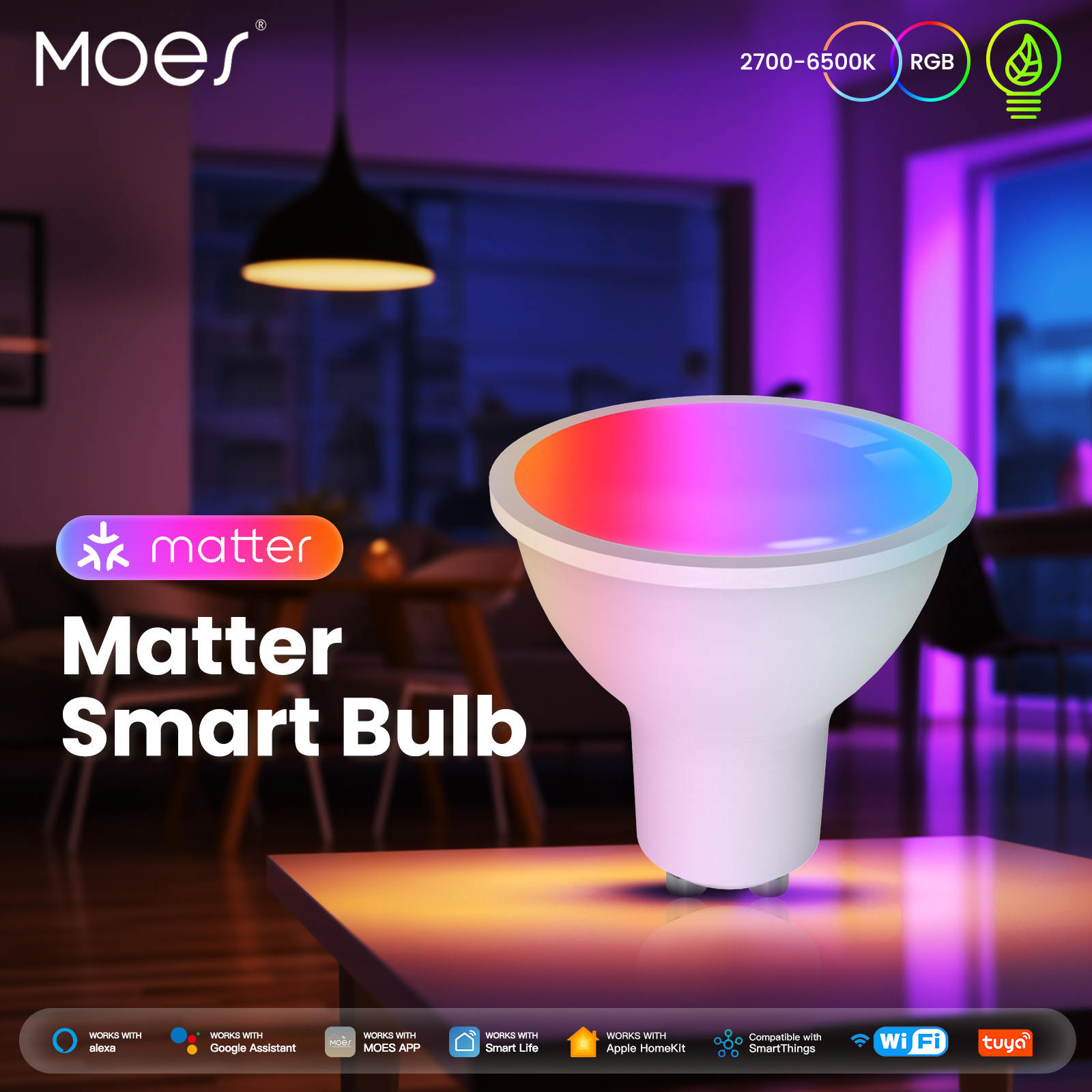 MOES Tuya Matter WiFi GU10 スマート電球調光可能な Led ライト 1600 万 RGB C W 色キャンドルランプ音声制御 Alexa Google ホーム