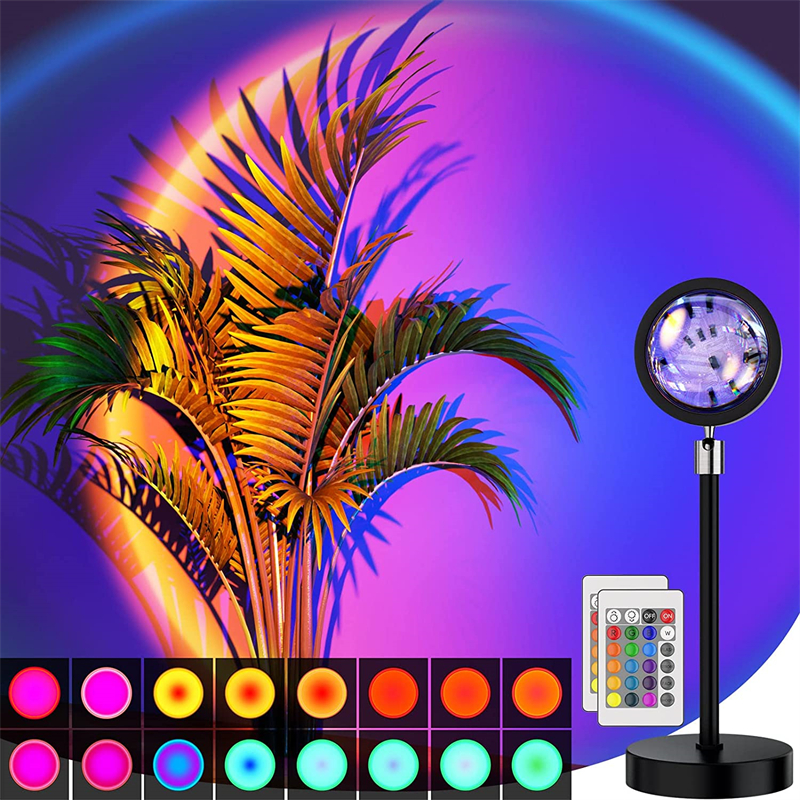 16 色 RGB USB サンセットライト携帯電話セルフ写真ライト LED レインボーネオンナイトライトプロジェクター写真撮影壁ランプ