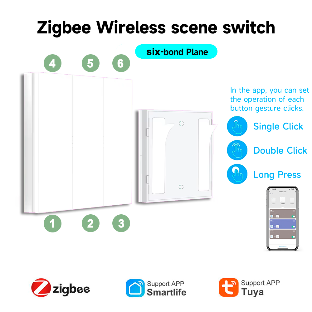 Tuya Zigbee 6 ギャング ワイヤレス シーン スイッチ スマート プッシュ ボタン オートメーション シナリオ コントローラー スマート ライフ Alexa Google ホーム