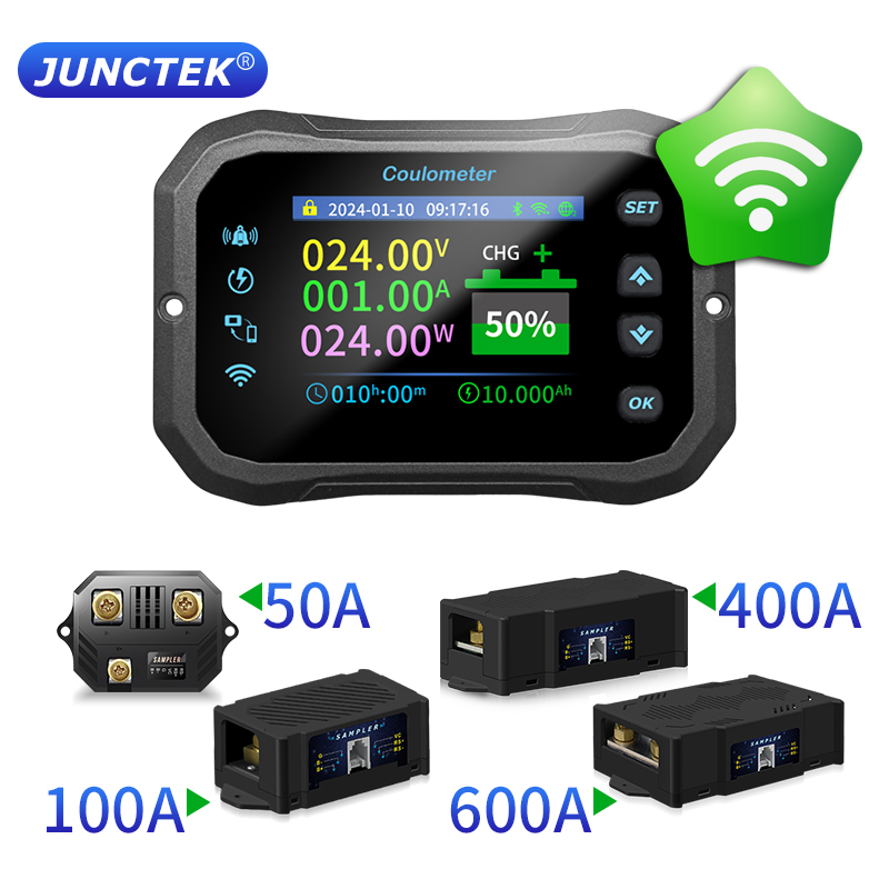 2024 新しい WiFi クーロンメーター KM140F 電源電圧電流計リチウム鉛蓄電池容量インジケータ RV バッテリーモニター