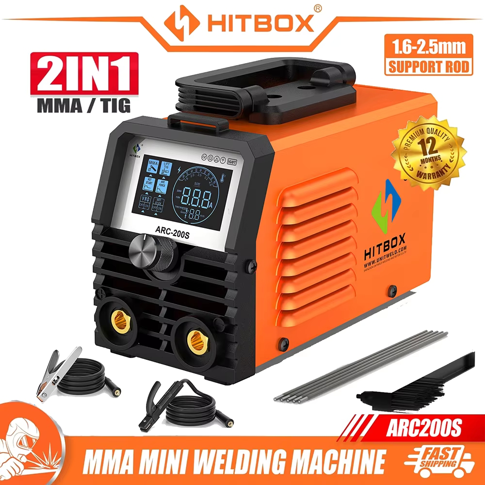 HITBOX ARC200S 溶接機 2 in 1 アーク MMA リフト TIG ミニ IGBT インバーター LED デジタルディスプレイポータブル家庭用溶接機 220V 10-200A