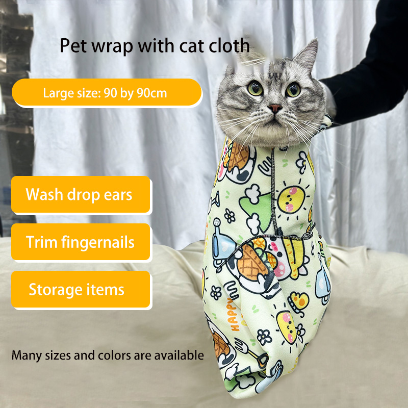 猫グルーミングラップ 自己粘着猫拘束ラップ 傷防止猫おくるみ ブリトーラップ 爪切り用 猫グルーミング用品