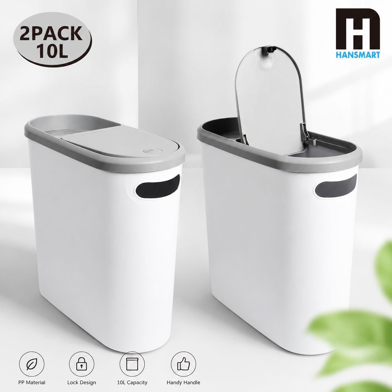 HANSMART 家庭用ゴミ箱 蓋付き プレス式 省スペース バスルームゴミ箱 キッチンゴミ箱 リビングルーム収納ビン