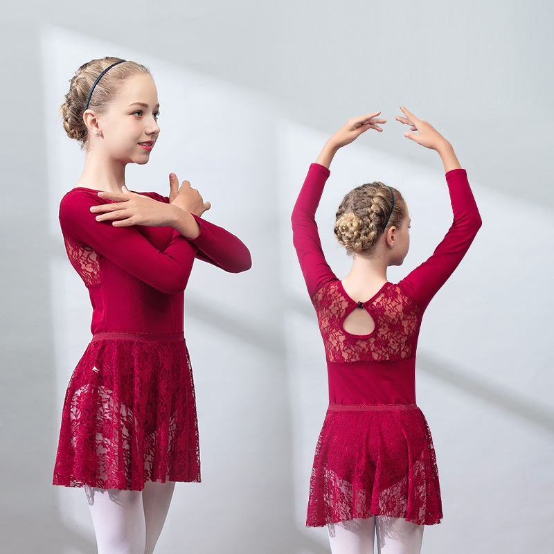 夏のレースの女の子バレエ練習ユニフォーム子供セットダンス体操バレエレオタード子供服女の子ロンパーススカートスーツ