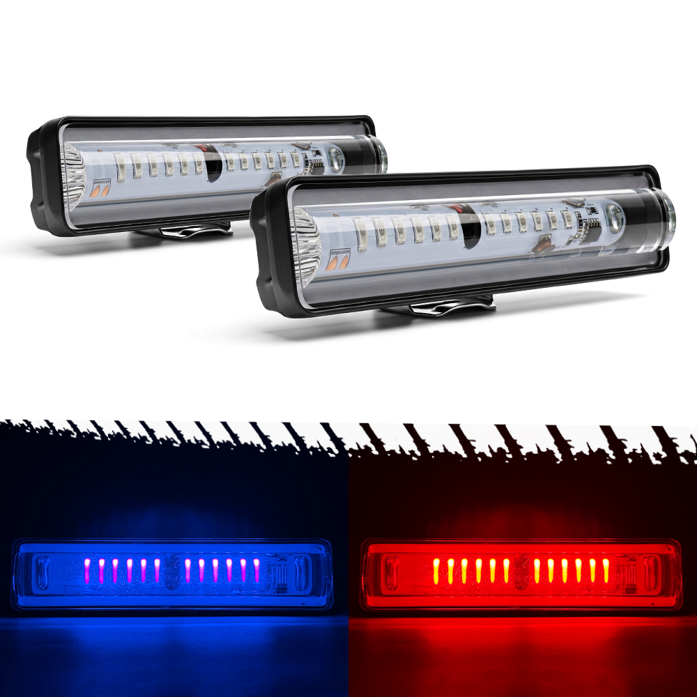 6 インチ赤青 LED ライトポッド 36 ワットフラッドスポットコンボビームオフロード運転霧釣り緊急安全信号デッキトレーラーライト