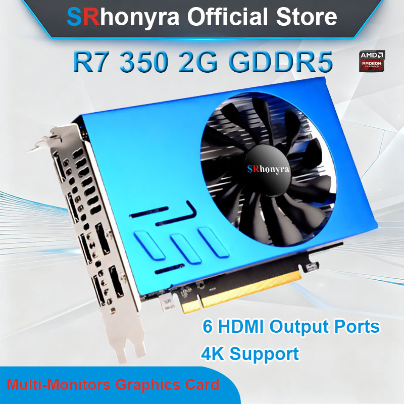 SRhonyra AMD R7 350 2/4GB グラフィックカード マルチモニター、GDDR5 128ビット 6 HDMI マルチスクリーン スプライシング ビデオカード GPU EDID