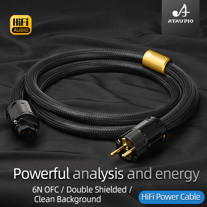 ATAUDIO ハイエンド 6N OFC HiFi オーディオ EU/US/AU 電源コード二重シールド接続 Filterure アンプ電源ケーブル