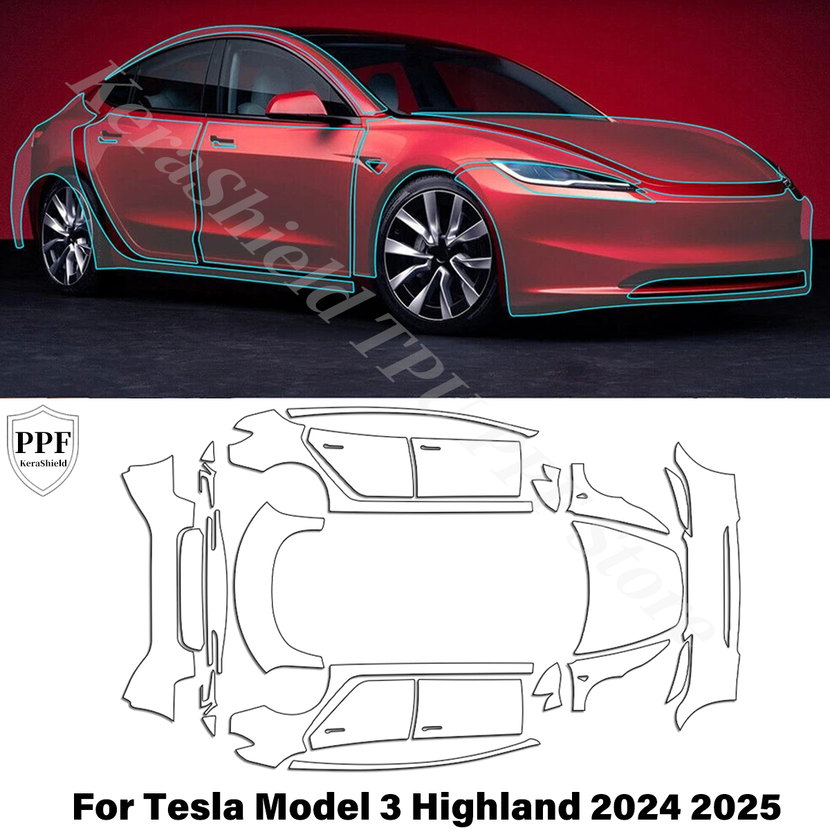 プレカットクリア PPF テスラモデル 3 2024 2025 2026 アンチスクラッチ TPU 車のペイント保護フィルム目に見えないキット耐性修理可能