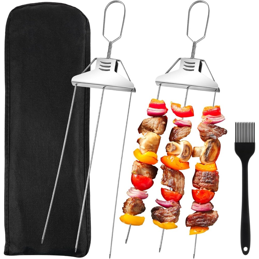 グリル串 3 ウェイ ケバブ串 ステンレススチール BBQ 酒器 グリル野菜 肉 果物 手羽先 BBQ ツール 再利用可能