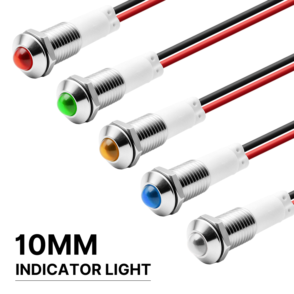 FILN 5/25 個 10 ミリメートル LED 金属信号灯 IP67 防水低電力インジケータライト 12-24v ダッシュボード警告灯車マリン用