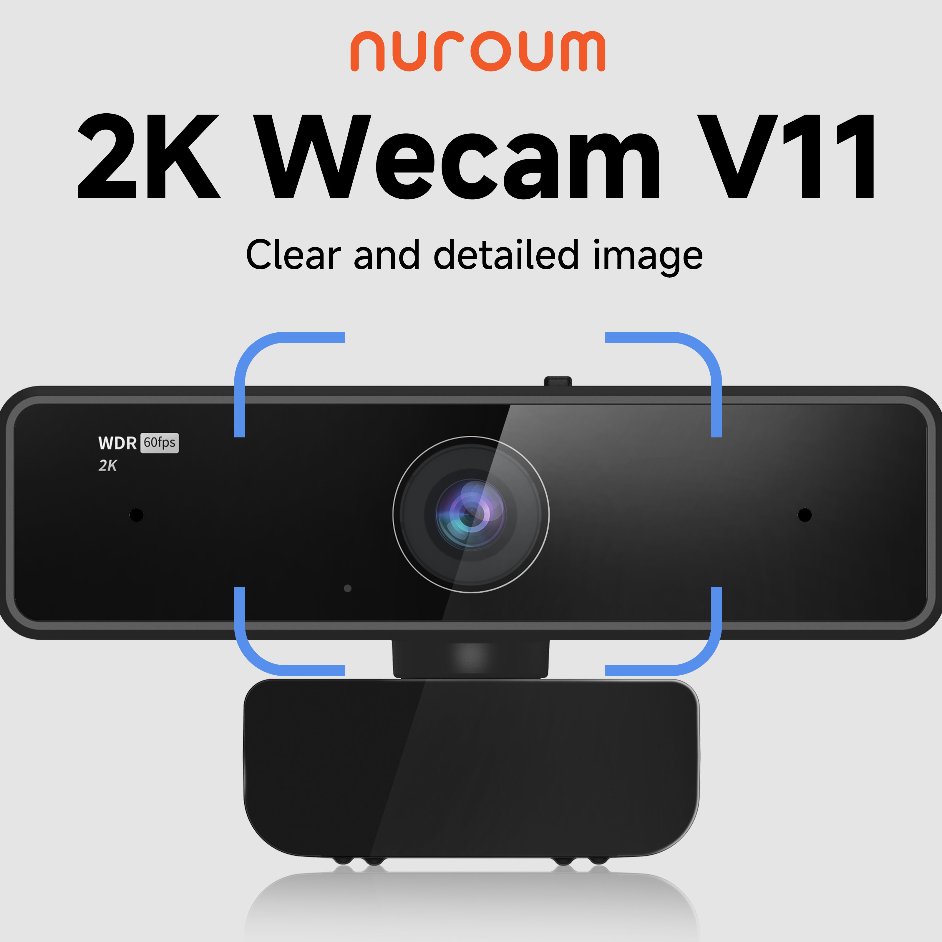NUROUM V11 ウェブカメラ 1080P 60FPS 2K 30FPS デュアルノイズキャンセリングマイクミニ USB カメララップトップズームストリーミングビデオ通話をサポート