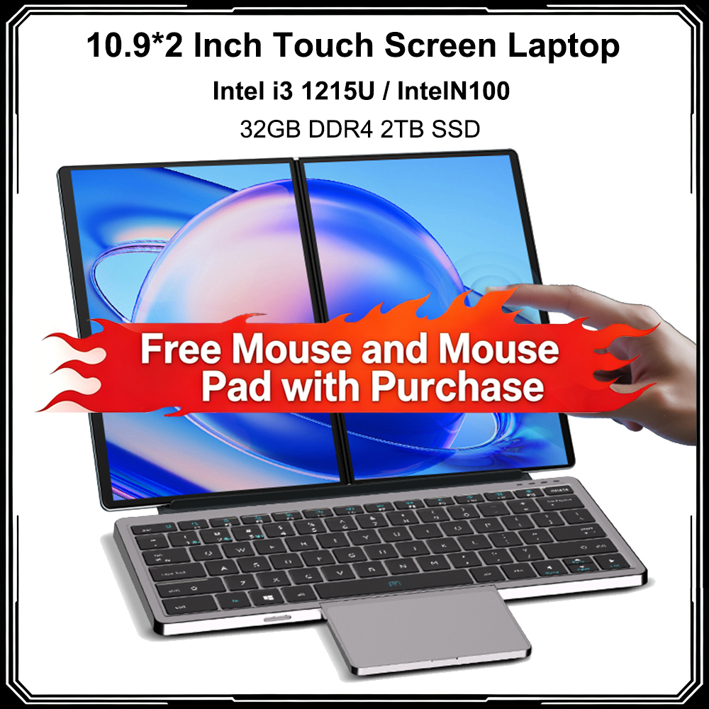 10.9 インチ ミニ PC デュアル タッチ スクリーン ラップトップ インテル I3 1215U 32GB DDR4 RAM 2TB SSD ノートブック ゲーム オフィス 学生用