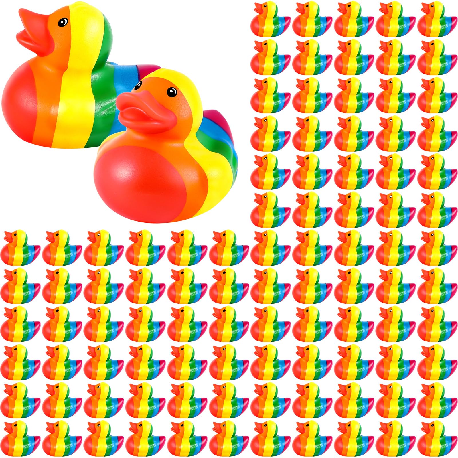 24-100 レインボーラバーアヒルミニラバーダッキーバルクダッキー装飾レインボーカラフルな誕生日パーティー LGBT パーティーの記念品ギフト