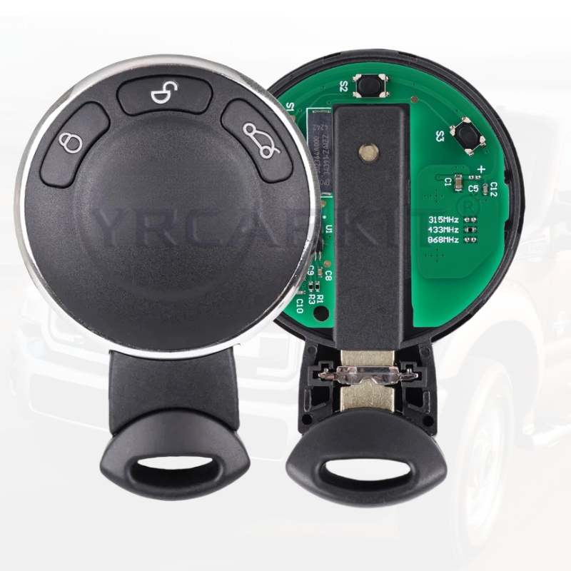 交換 YRCARKIT Bmw ミニクーパーリモートスマートカード Fob キー 315 434 868 Mhz ID 46 チップバッテリーブレードキーステッカー