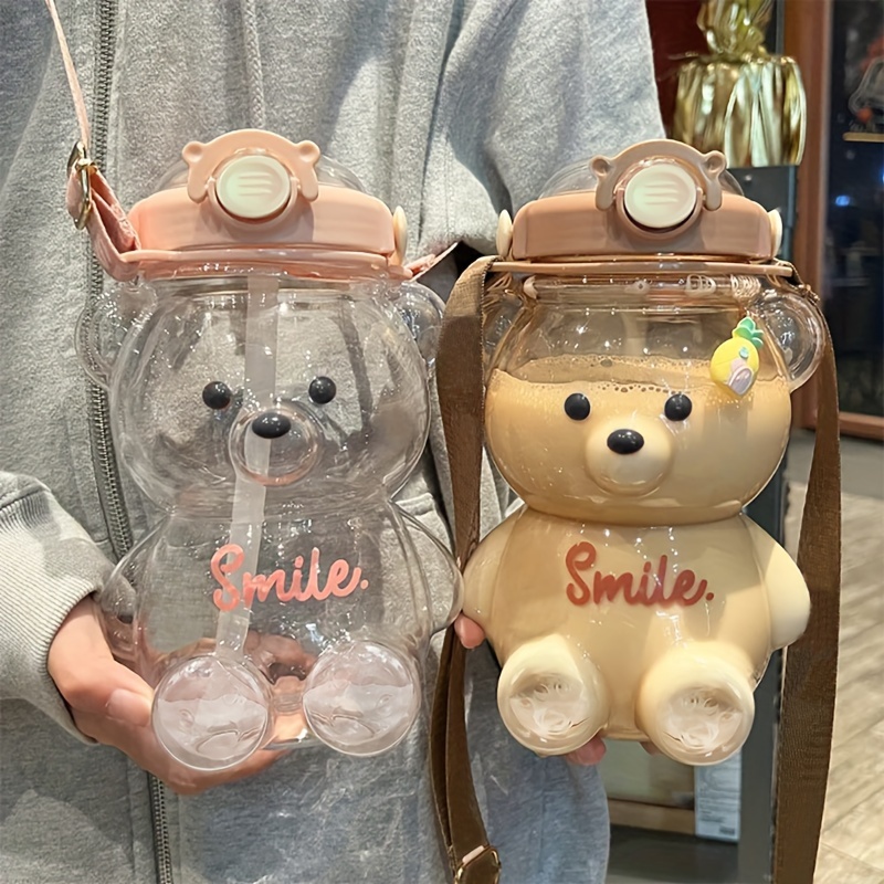 かわいいクマカップさまざまなモードの 1000 ミリリットル/1400 ミリリットルタンブラーストロー付きかわいいウォーターボトル女の子子供屋外飲料ケトル