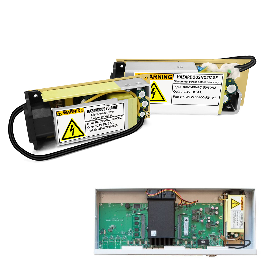 24V 交換用内部電源 MikroTik CCR1016/CCR1036/CCR1009/CRS317 用、96W/60W オープンフレーム電源アダプター