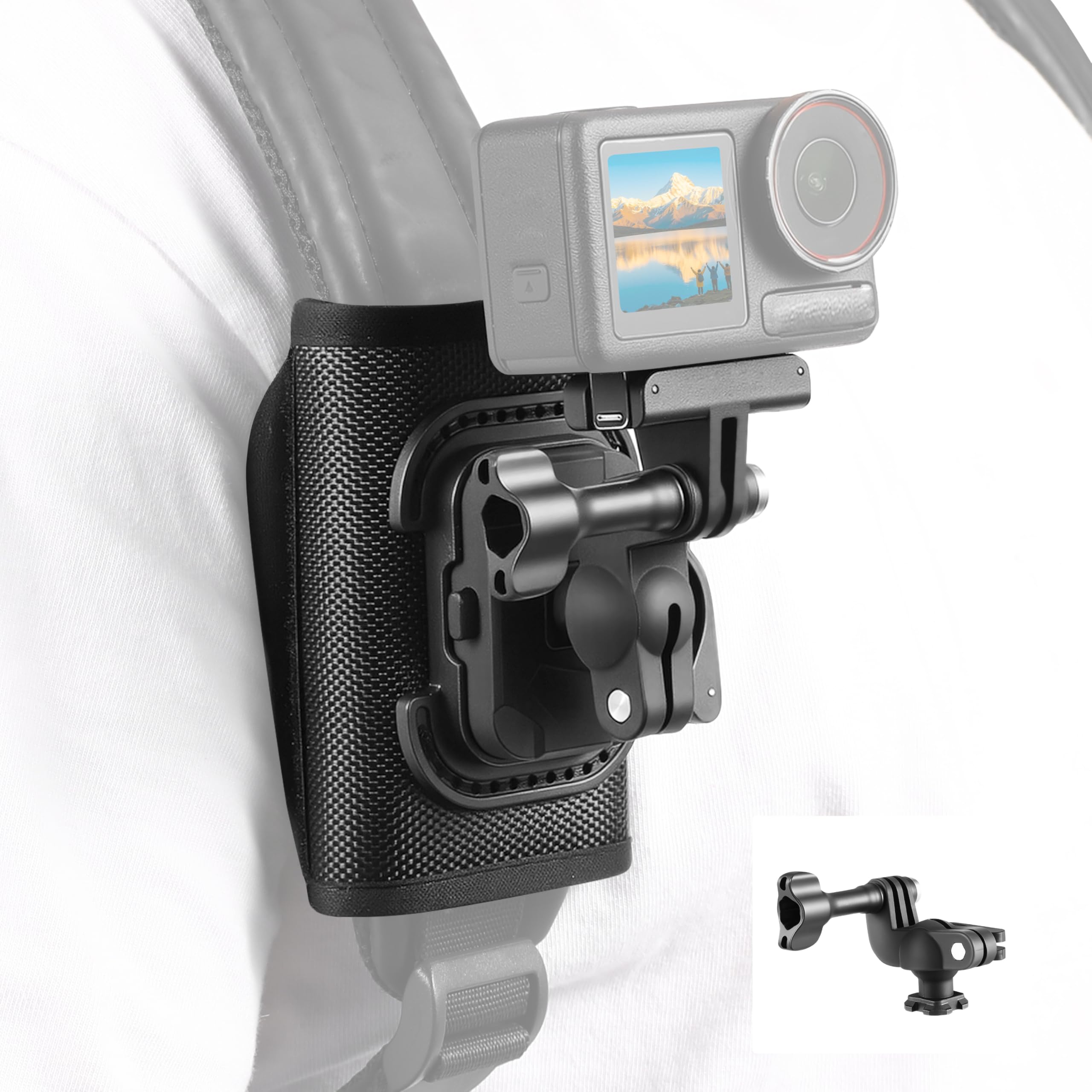 Insta360 Luna Ultra X5 X4 Air Ace Pro 2用バックパックマウント ショルダーストラップクリップホルダー 360°調整クイックリリース DJI Osmo 360 Nano Action 6 5ポケット4 3 GoPro Max2 13ミッションアクセサリー用
