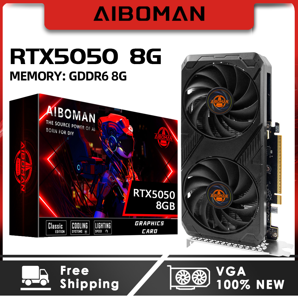 AIBOMAN RTX5050 8GB グラフィックカード GDDR6 5NM 128BIT 130W PCIE-5.0 HDMI*1 DP*3 デスクトップビデオカード（PCゲーム用）