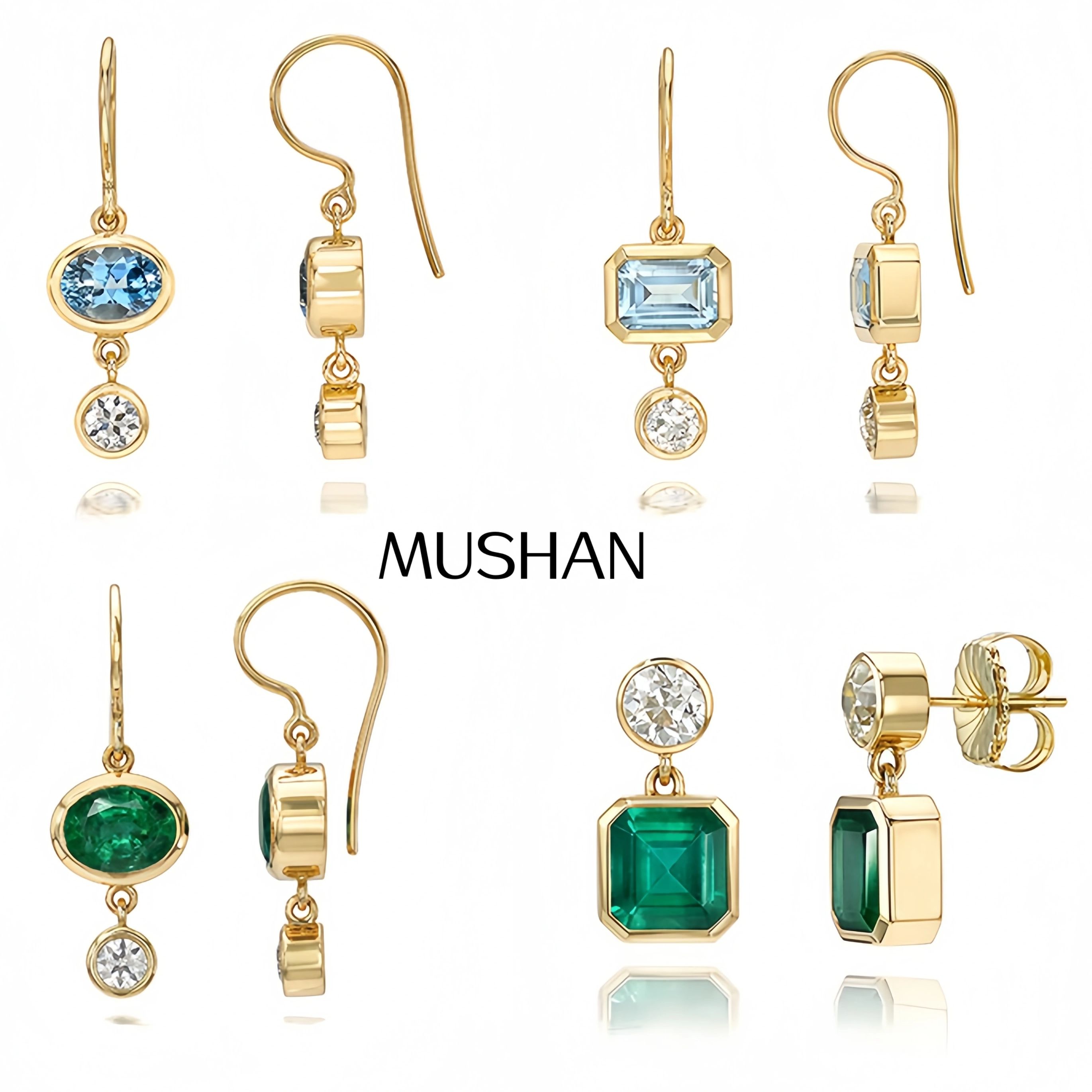 MUSHAN ビスポーク高級ジュエリー研究所産エメラルドスタッドドロップイヤリング 925 スターリングシルバーペンダントイヤリング高級宝石ジュエリー