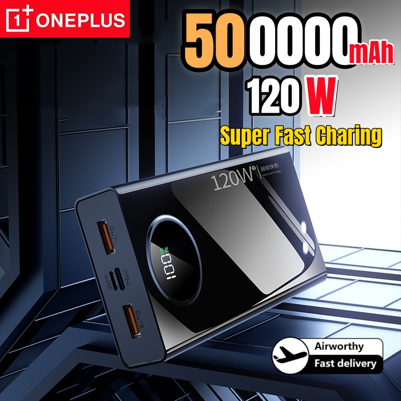 OnePlus 新しい 120W 500000mAh 大容量パワーバンク急速充電ポータブルバッテリー充電器、出力付き iPhone と互換性あり