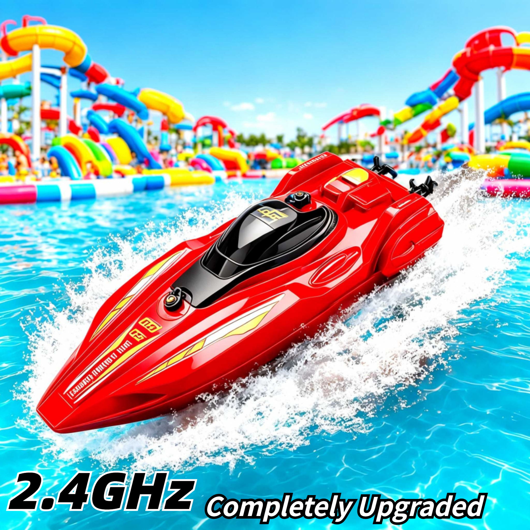 2.4GHz デュアルモーター ミニ RC スピードボート、防水耐久性のあるレーシングボート、リモコン水上バイク、子供用屋外プール湖おもちゃ