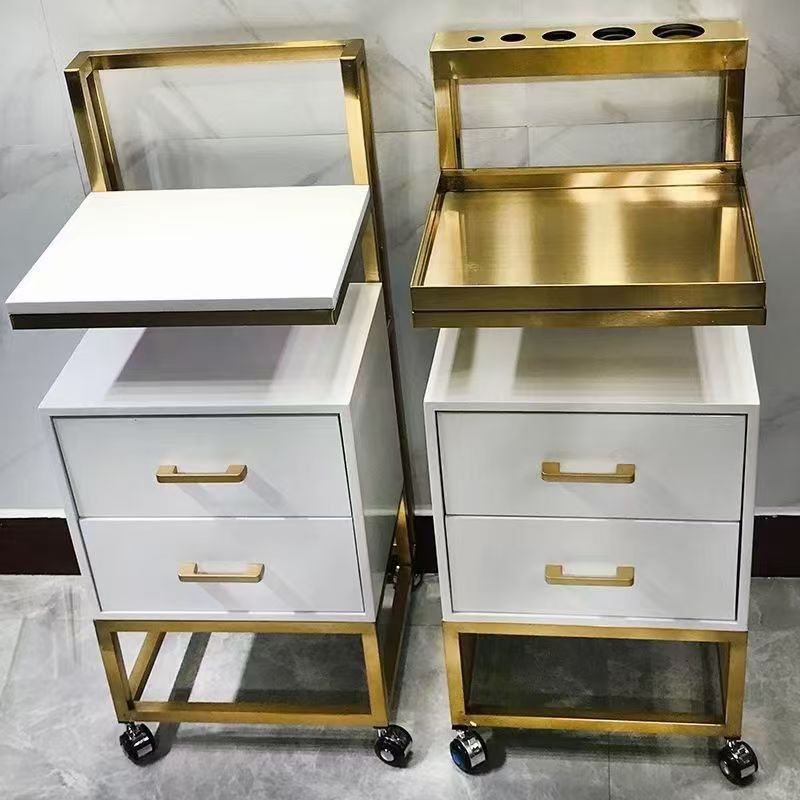 Multifunctional Professional Beauty Glass and Wood Cart Luxury Hair Salon Trolley Мебель Для Салонов Красоты Rolling Cart עגלה