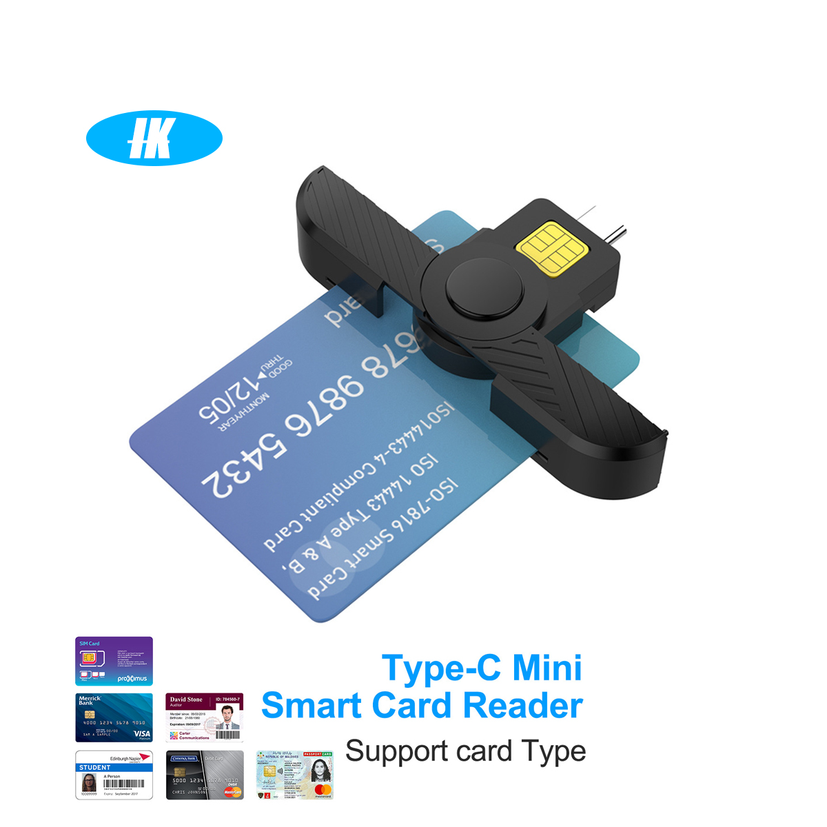ポータブル スマート カード リーダー Type-C ID CAC カード リーダー ATM カード SIM チップ用 Visa リーダー デジタル証明書セキュリティ用 ID カード
