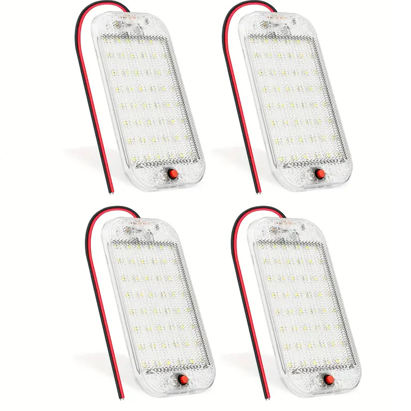 LED インテリアライトストリップバー RV 用スイッチ付き 48LED キャンピングカーシーリングライト 12V-80V トラックキャンピングカーボートオーニング車読書灯