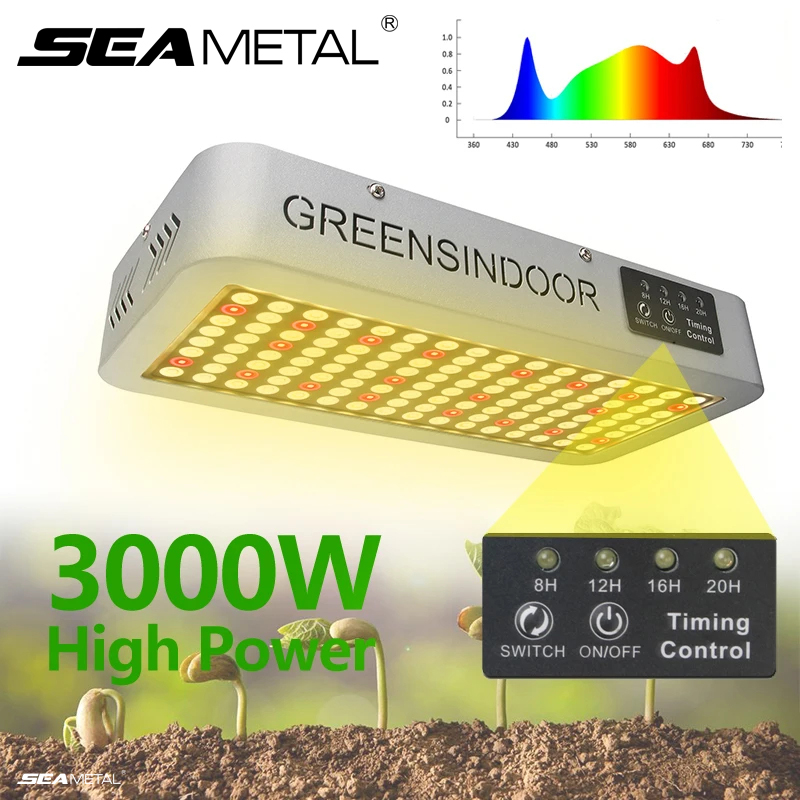 Seametal 3000 ワット LED 成長ライトフルスペクトル屋内植物成長ライトテント 8 時間/12 時間/16 時間/20 時間タイマー自動オン/オフ植物成長ランプ
