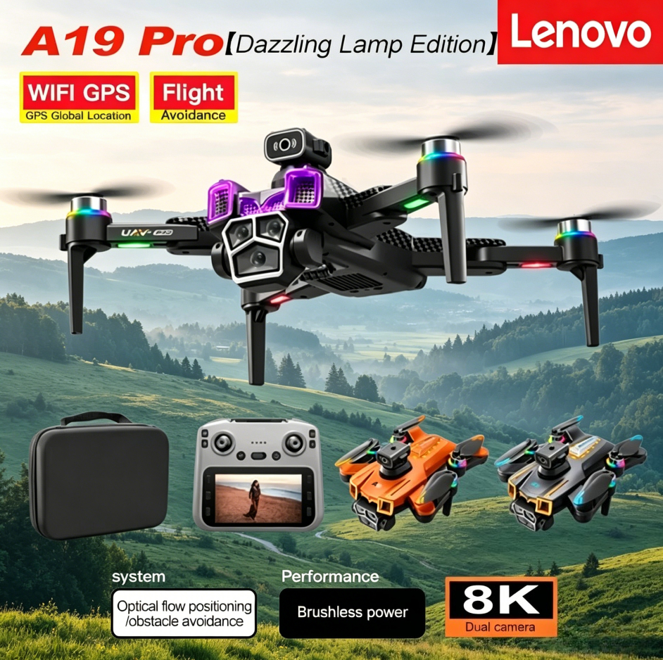 レノボドローン A19 プロ 4K HD 8K プロフェッショナル 5G GPS デュアルカメラ写真撮影ブラシレス折りたたみ Quadcopter RC 距離ドローンおもちゃ