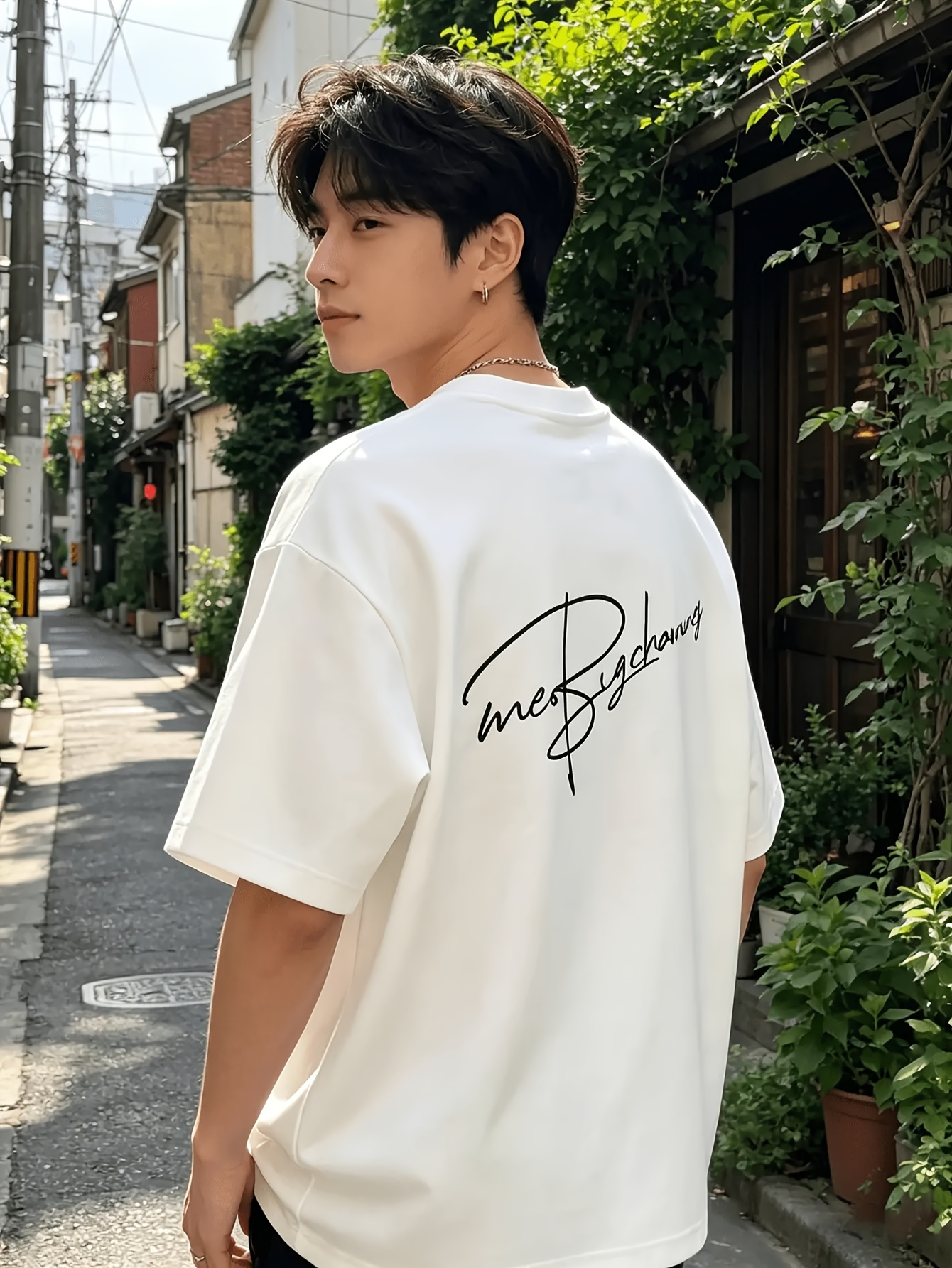メンズ 100% コットン T シャツ - ルーズフィット、半袖、クルーネック T シャツ、シンプルなデザイン、カジュアルウェアに最適です。