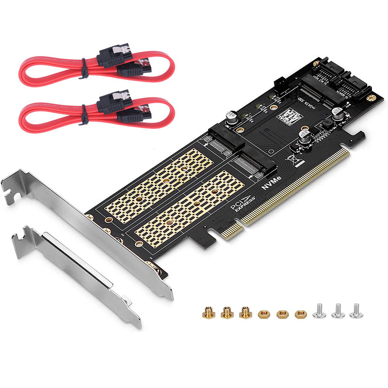 3 in 1 NGFFおよびMSATA SSDアダプターカード、M.2 NVMe - PCIE/M.2 SATA SSD - SATA III/MSATA - SATAコンバーターExpressカード