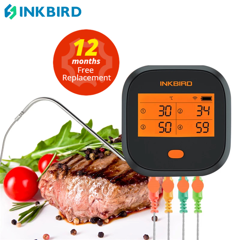 INKBIRD IBBQ-4T Wi-Fi 肉デジタル温度計防雨磁気アラーム温度計キッチン喫煙者グリル用 4 つのプローブ付き