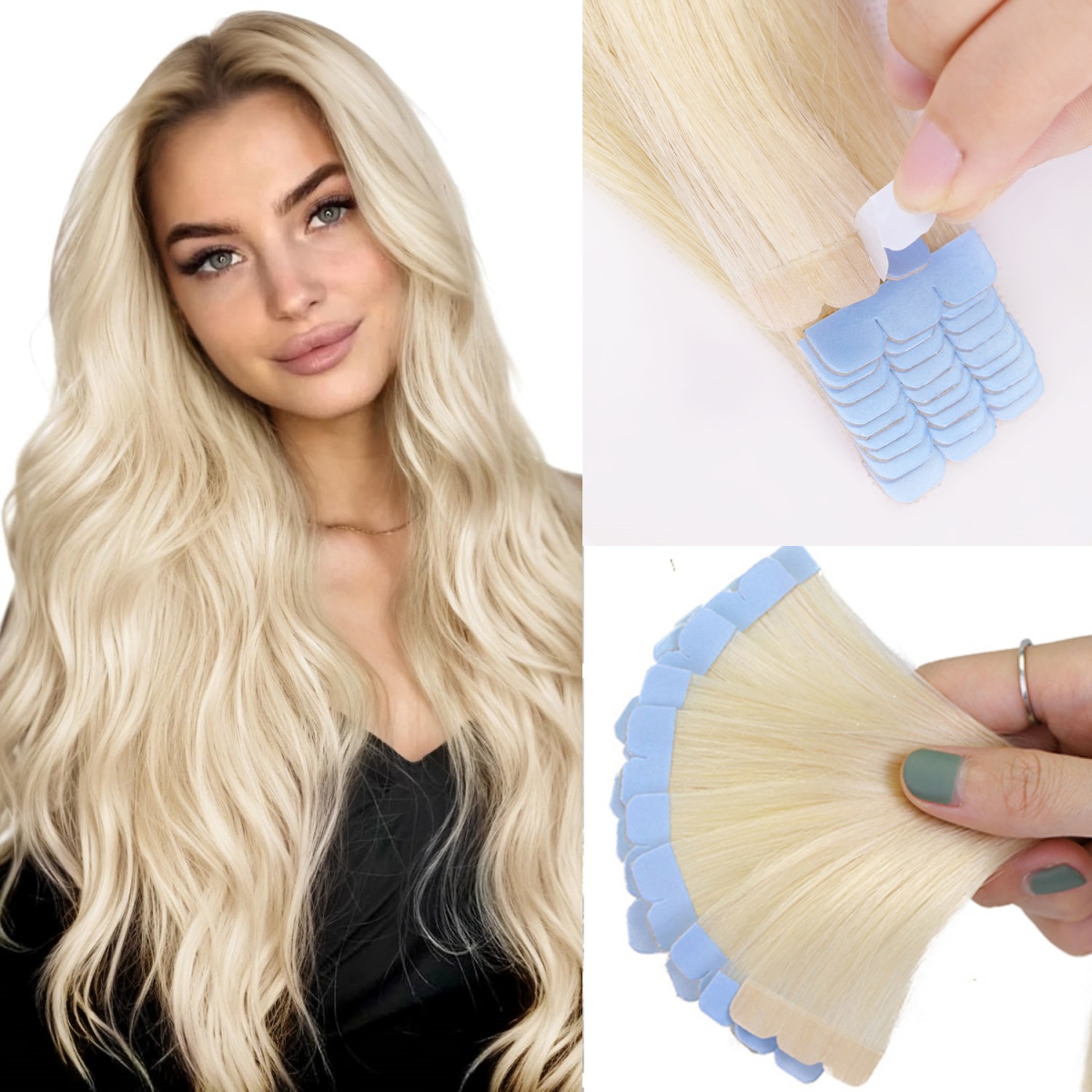目に見えないミニテープヘアエクステンション 12-20 インチ人毛エクステンション 3x0.8cm 目に見えないテープ 10 ピース/パックサイドマシン-レミーヘア