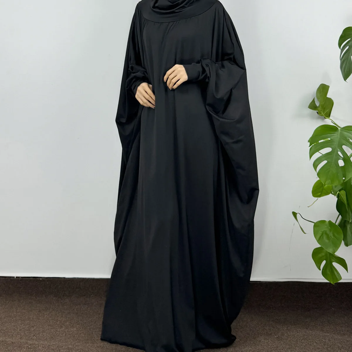 控えめなラマダンの祈りのドレスイスラム教徒アバヤフード付き長袖ワンピースヒジャブドレス女性 Jilbabs トルコカフタンイスラムアバヤ