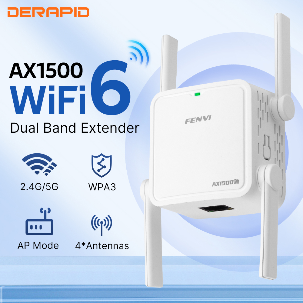 Fenvi WiFi 6 リピーター AX1500Mbps デュアルバンド 2.4GHz/5GHz ワイヤレスレンジエクステンダー信号ブースター EU/US プラグホームオフィスアンプ
