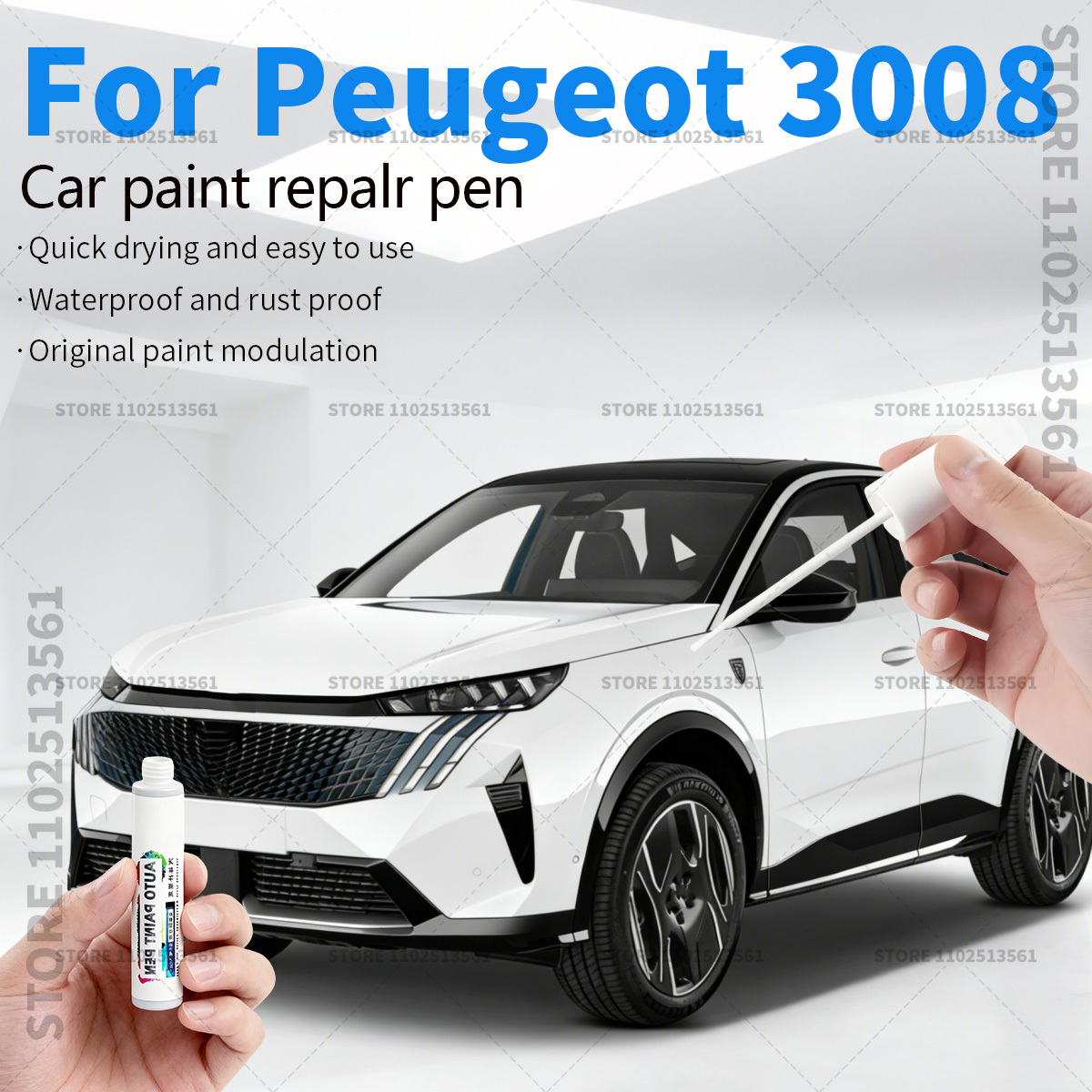 車の塗装修理ペンプジョー 3008 2008-2025 T84 P84 ペイントスクラッチ修復アクセサリー Nera ブラックパールホワイトレッドブルーグレー