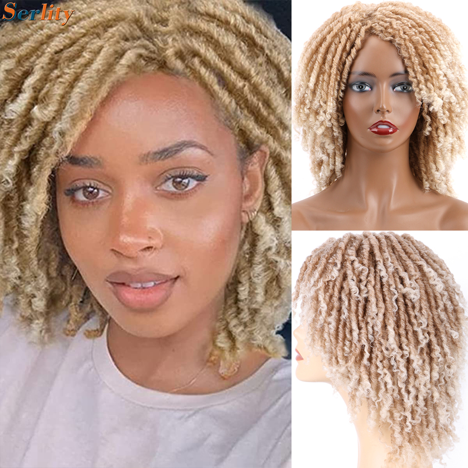 ドレッドヘアウィッグ 黒人女性と男性用 アフロかぎ針編みツイスト編組 フェイクロックウィッグ ドレッド アフリカ系アメリカ人用ウィッグ フルウィッグ