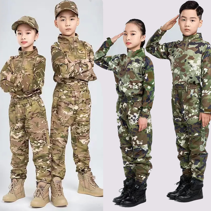 子供迷彩制服スーツ通気性長袖屋外開発高校生サマーキャンプ軍事訓練制服