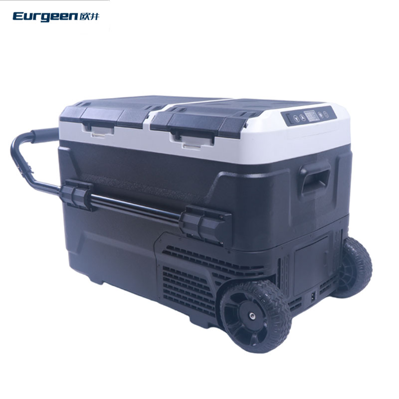 60L デュアルゾーンソーラー冷蔵庫ポータブル冷蔵庫コンプレッサー車の冷凍庫キャンプ用