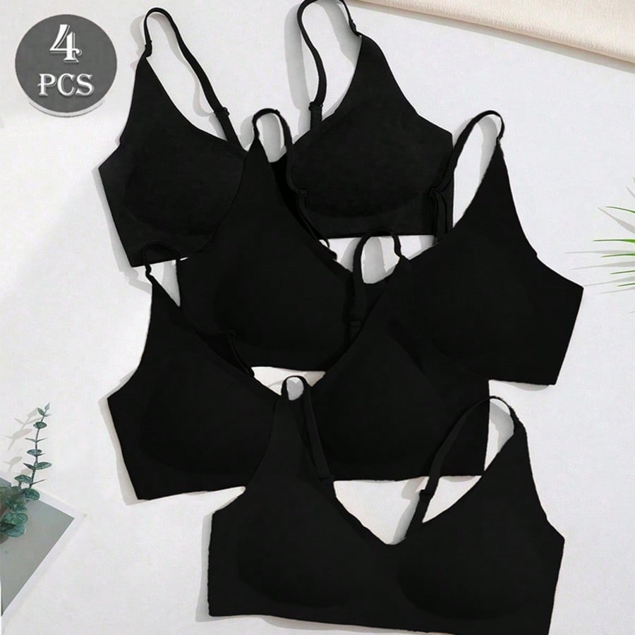 4 個の女性のシームレスなプッシュアップブラジャーノーショーブラジャー取り外し可能なパッド Bralette NudeFit ブラジャー下着カジュアル快適なリフティング Wirel