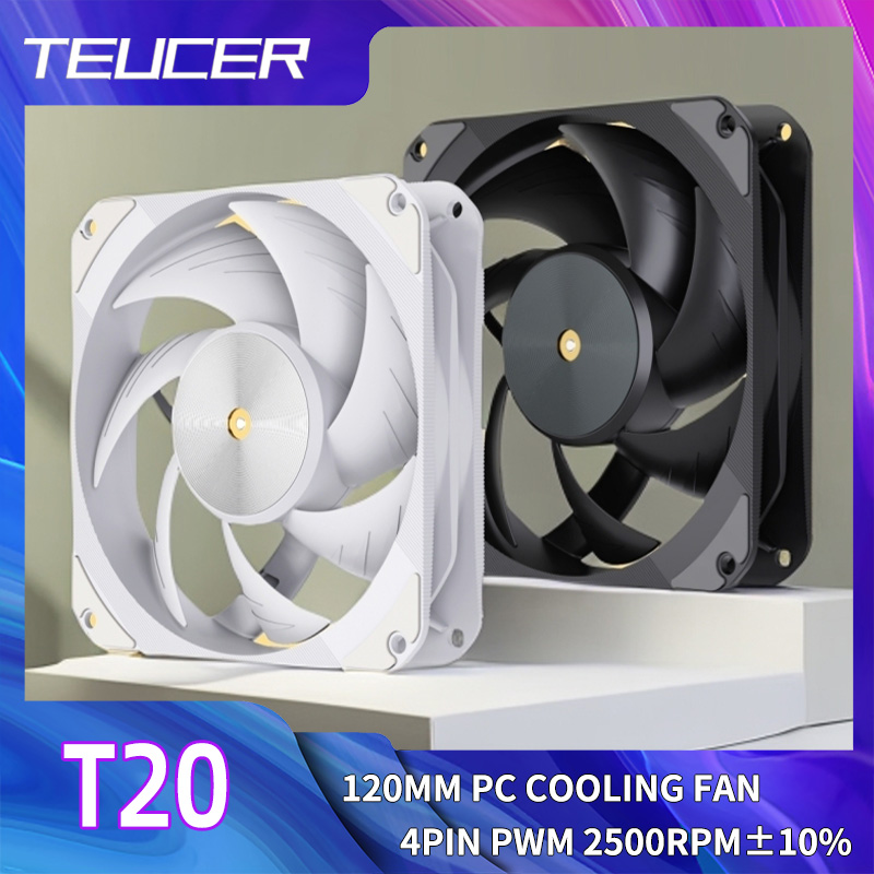 TEUCER T20 120mm 4ピン PWM サイレントファン、高性能2500RPM低騒音冷却ファン（CPU/ゲーミングPCおよび水冷ラジエーター用）