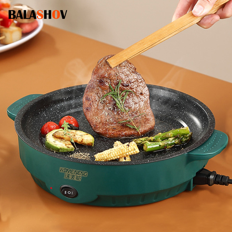 電気 MultiCooker 電気フライパン 220V 家庭用バーベキュー揚げステーキ魚オムレツフライパンノンスティック調理機