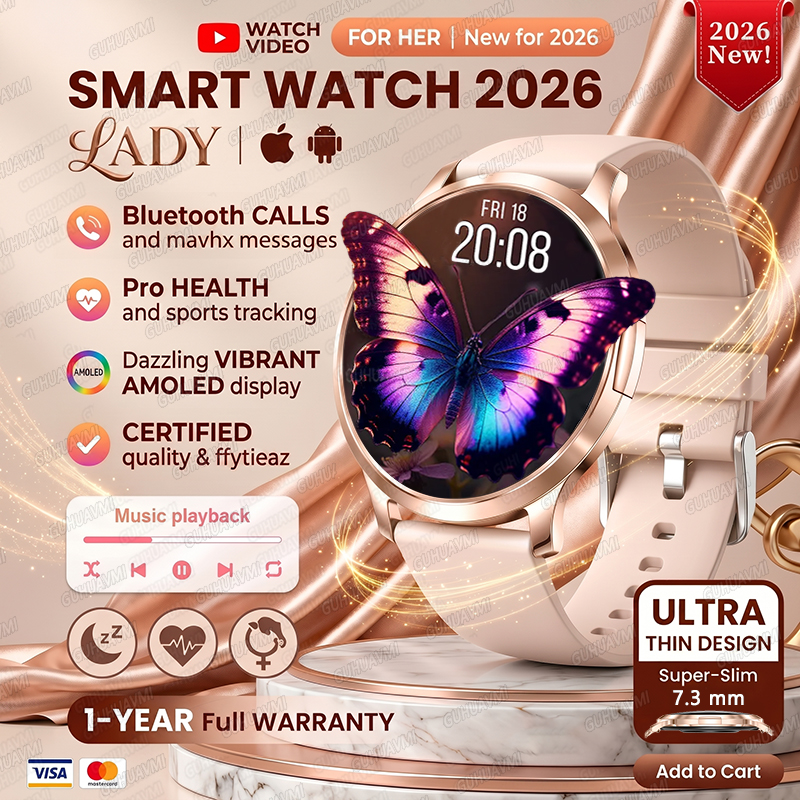 202 6New スマートウォッチ女性のための 466*466 AMOLED ディスプレイ音声通話スポーツフィットネス健康時計 DIY カスタムダイヤルスマートウォッチレディース