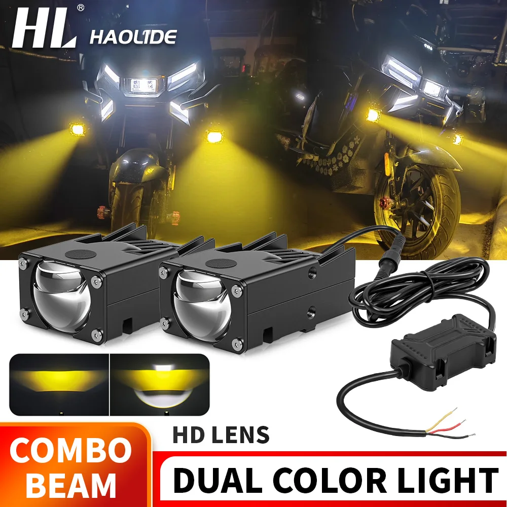HAOLIDE 2.5 "カーグリル LED ライトポッド車のフロントヘッドライト Hi/Lo ビームオートバイ UTV プロジェクターレンズオフロード使用作業ライト