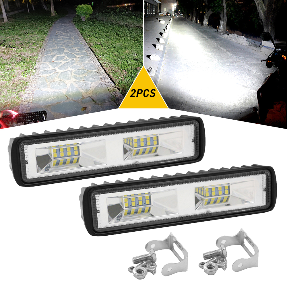 2 個 18 ワット LED 車作業灯 16SMD オートバイ 4 × 4 オフロードトラックフラッドライトユニバーサルアルミ合金ヘッドライト DRL 駆動ランプ